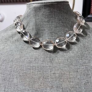 Elegant Clear Crystal Necklace Laser Cut to Perfection With 925 Silver Beads.